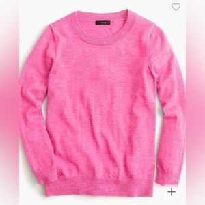 J. Crew Tippy Pink Crewneck 3/4 Sleeve Merino Wool Sweater S
